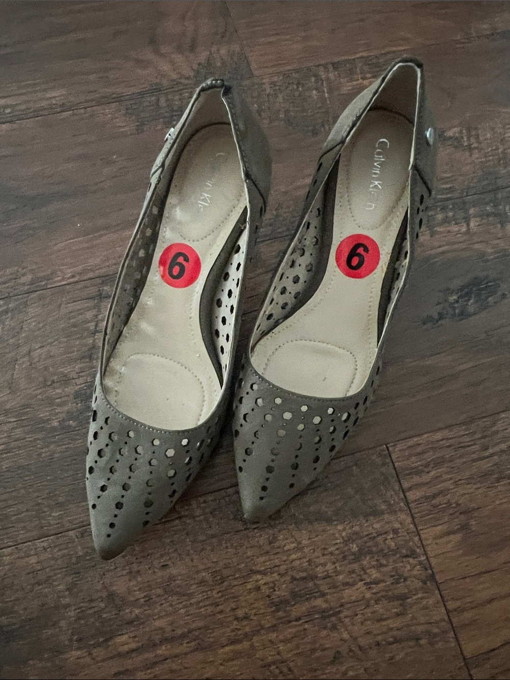 Calvin Klein Taupe Pointed Perforated Heels